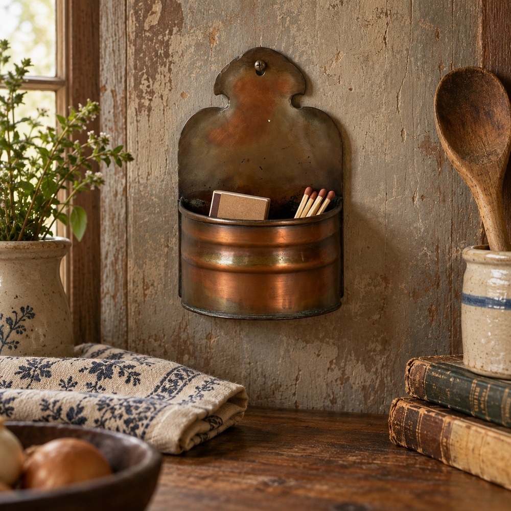 Vintage Craftsmen Inc Copper Wall Pocket No. 854, Old World Kitchen Decor